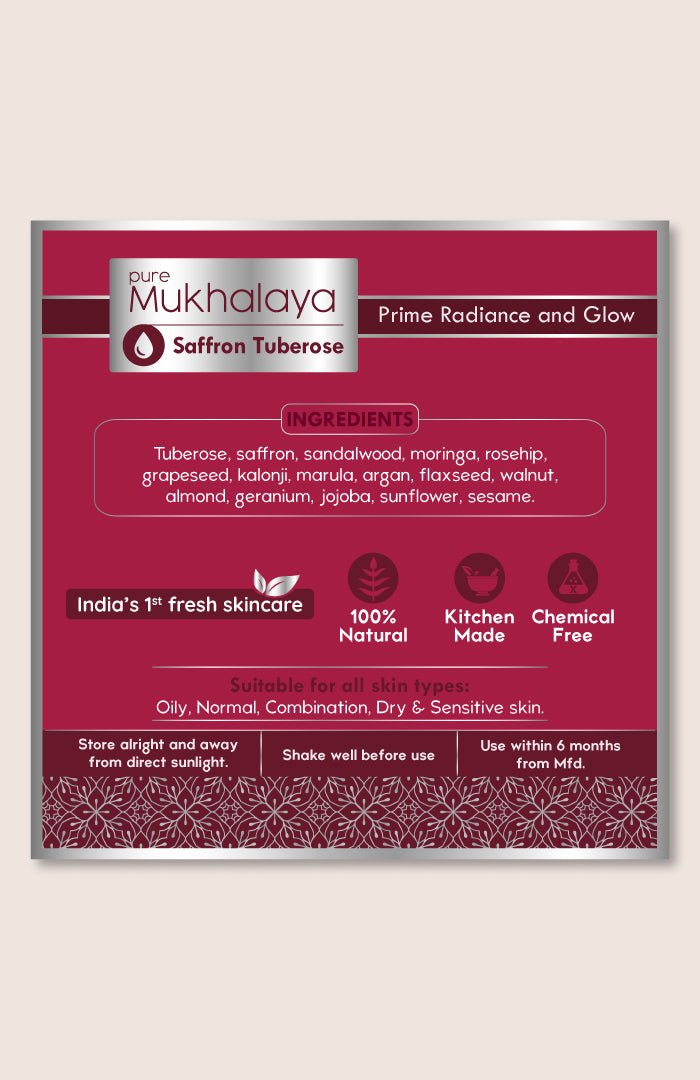 <strong>Pure Saffron Tuberose Mukhalaya 30ml</strong> <br><i>Prime Radiance & Glow</i> - Nat Habit