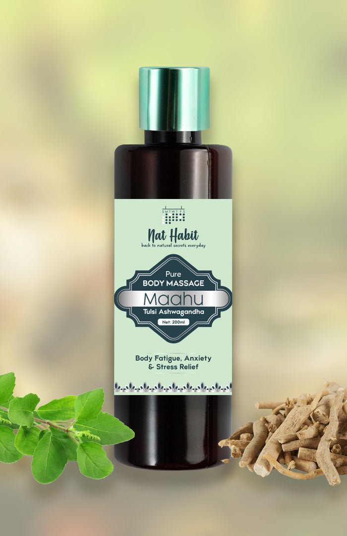Pure Tulsi Ashwagandha Body Massage Oil - Nat Habit