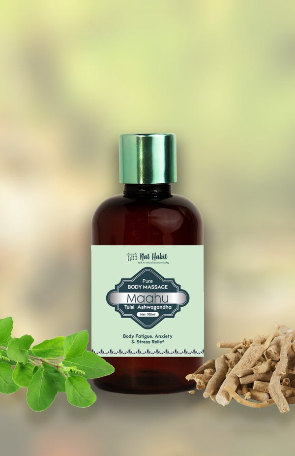 Pure Tulsi Ashwagandha Body Massage Oil - Nat Habit