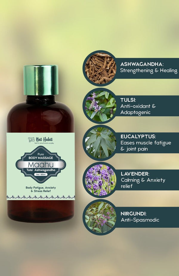 Pure Tulsi Ashwagandha Body Oil - Nat Habit