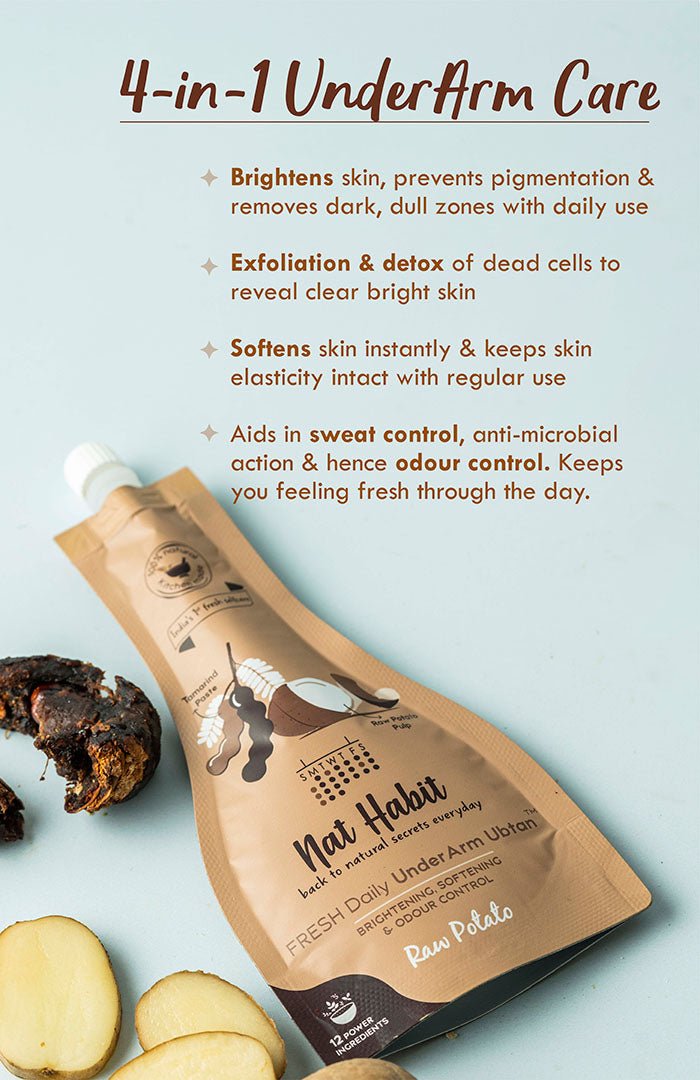 <strong>Raw Potato UnderArm Ubtan</strong> <br><i>Brightening, Softening & Odour Control</i> - Nat Habit