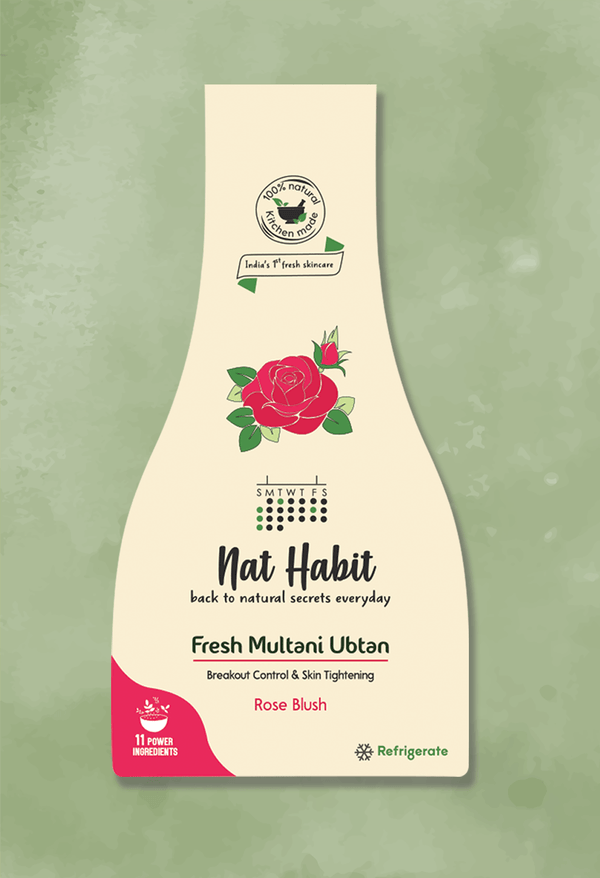 100% Natural Rose Blush Multani Ubtan - Nat Habit