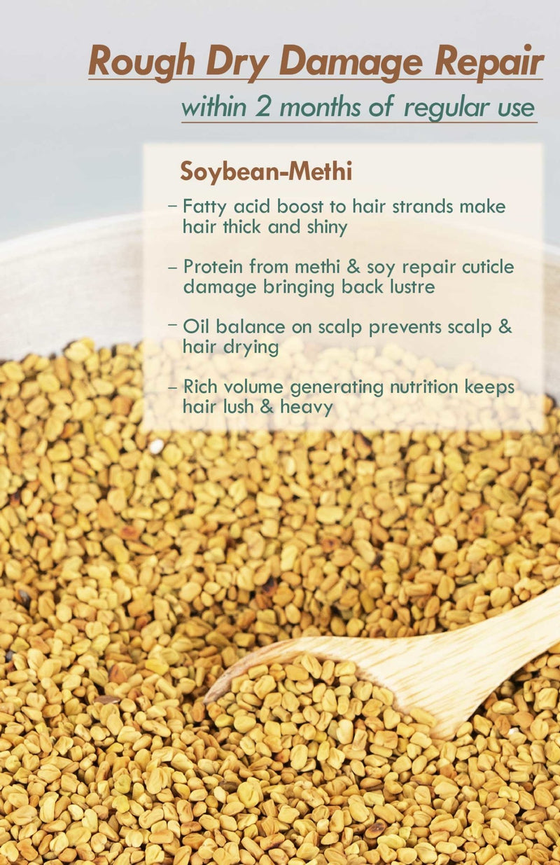 <strong>Soybean Methi Monsoon Hair Oil</strong> <br><i>Rough Dry Damage Repair</i> - Nat Habit