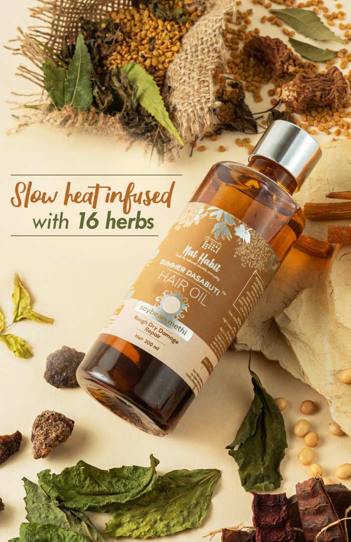 <strong>Soybean Methi Summer Hair Oil</strong> <br><i>Rough Dry Damage Repair</i> - Nat Habit