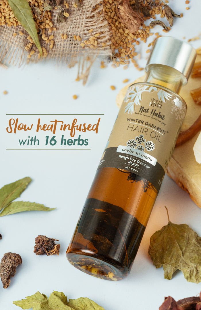 <strong>Soybean Methi Winter Hair Oil</strong> <br><i>Rough Dry Damage Repair</i> - Nat Habit