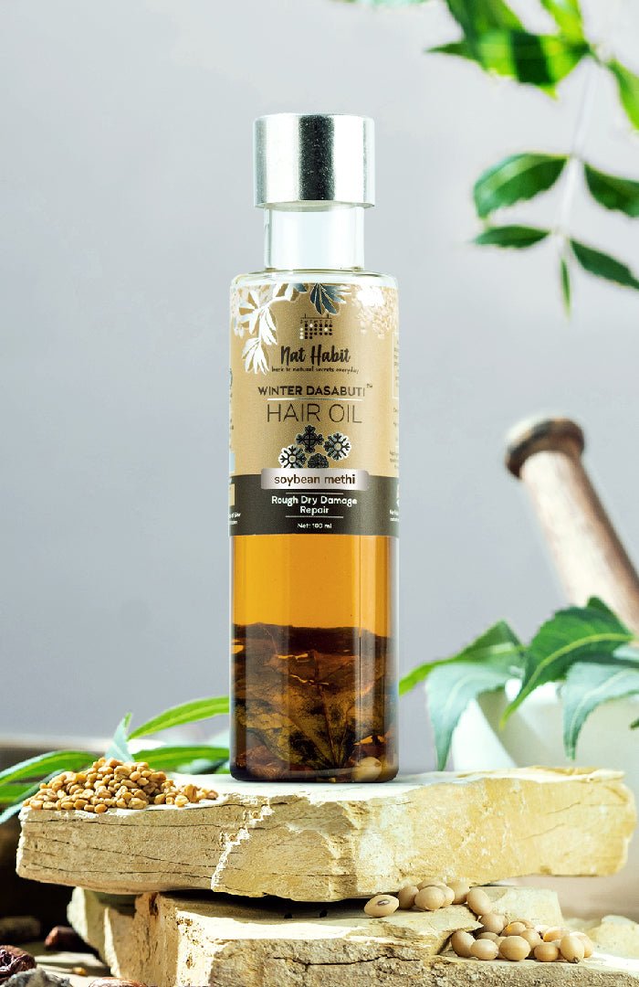 <strong>Soybean Methi Winter Hair Oil</strong> <br><i>Rough Dry Damage Repair</i> - Nat Habit