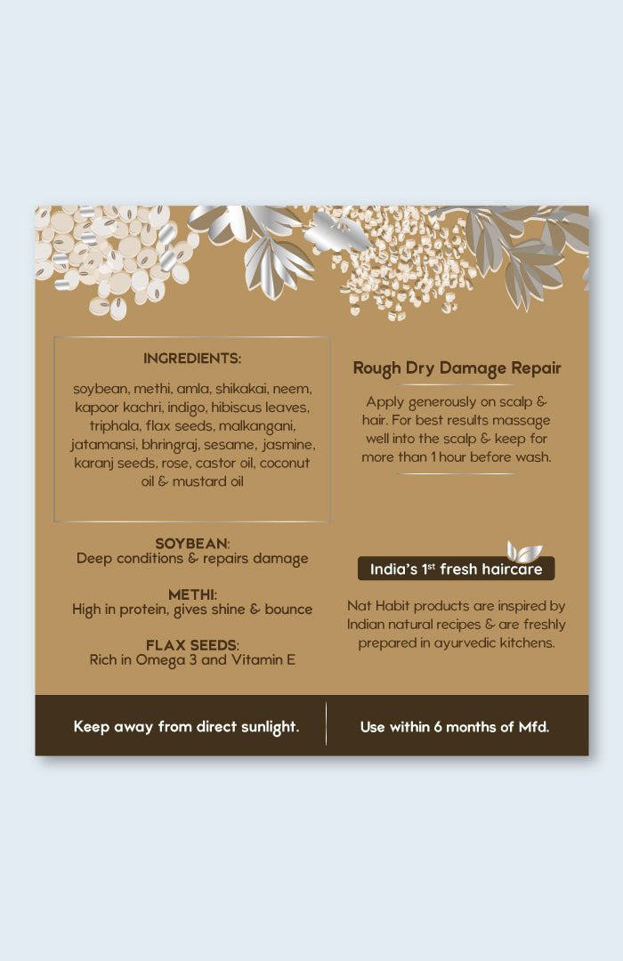 <strong>Soybean Methi Winter Hair Oil</strong> <br><i>Rough Dry Damage Repair</i> - Nat Habit