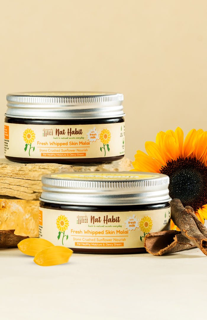 <strong>Stone Crushed Sunflower Skin Malai</strong> <br><i>for all skin types | 24 HR moisture</i> - Nat Habit