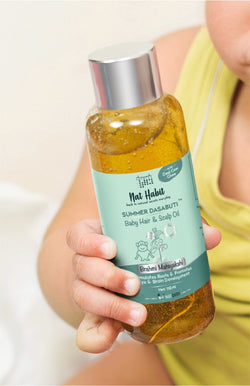 <strong>Summer Baby Scalp & Hair Oil - Brahmi Matsyakshi DASABUTI - 110ml</strong> <br><i>Brain Development, Eye Development & Hair Stimulation</i> - Nat Habit