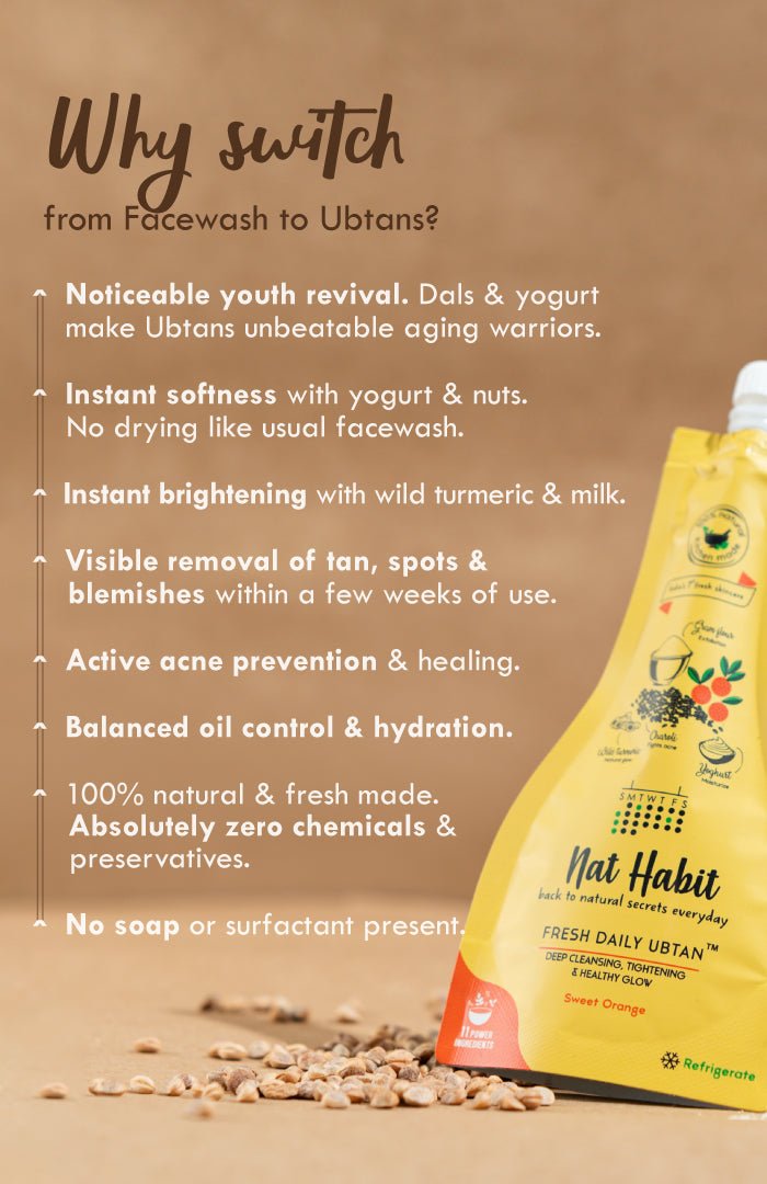 <strong>Sweet Orange Daily Ubtan Cleanser</strong> <br><i>Deep Cleansing, Tightening & Instant Glow</i> - Nat Habit