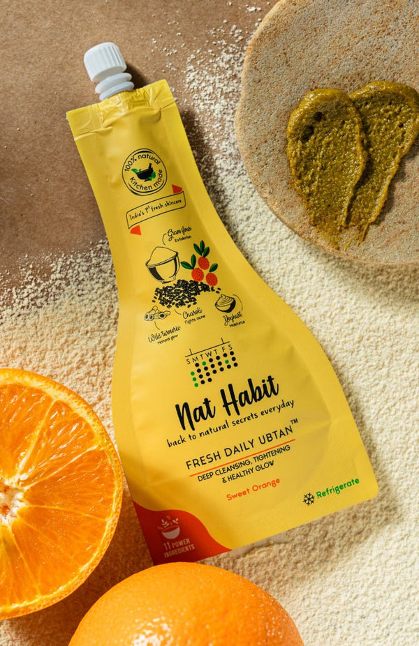 <strong>Sweet Orange Daily Ubtan Cleanser</strong> <br><i>Deep Cleansing, Tightening & Instant Glow</i> - Nat Habit