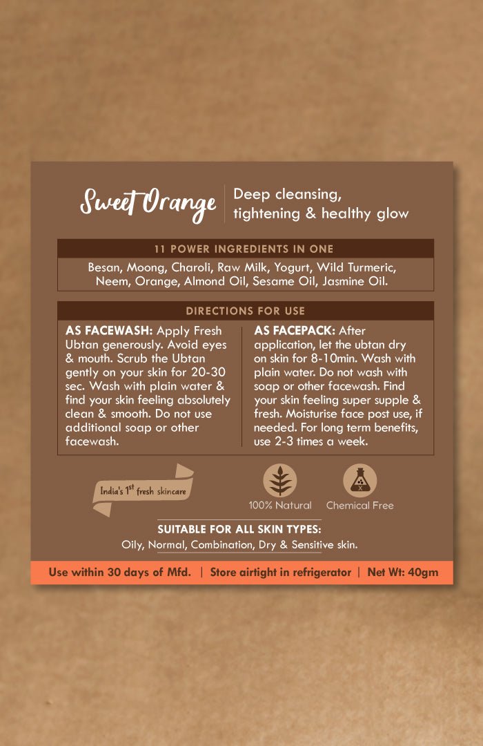 <strong>Sweet Orange Daily Ubtan Cleanser</strong> <br><i>Deep Cleansing, Tightening & Instant Glow</i> - Nat Habit