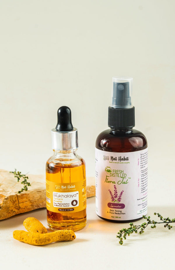 <strong>Turmeric Rosehip Mukhalaya & Lavender Flora Jal</strong> <br><i>Combo for Tan, Pigmentation & Blemish Control</i> - Nat Habit