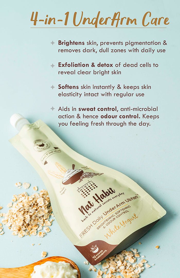 <strong>White Yogurt UnderArm Ubtan</strong> <br><i>Brightening, Softening & Odour Control</i> - Nat Habit