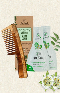 <strong>Wide Tooth Comb & Neem Bhringraj NutriMask</strong> <br><i>Combo for Dandruff Control</i> - Nat Habit
