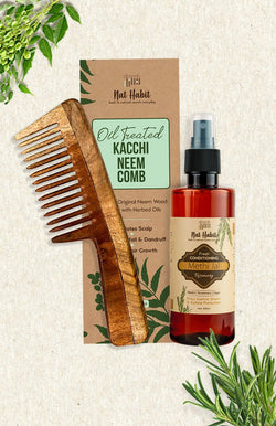 <strong>Wide Tooth Comb & Rosemary Methi Jal</strong> <br><i>Combo for Frizz Control</i> - Nat Habit