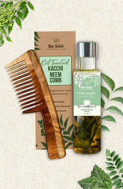<strong>Wide Tooth Comb & TriLeaf DASABUTI Hair Oil</strong> <br><i>Combo for Hairfall Control</i> - Nat Habit