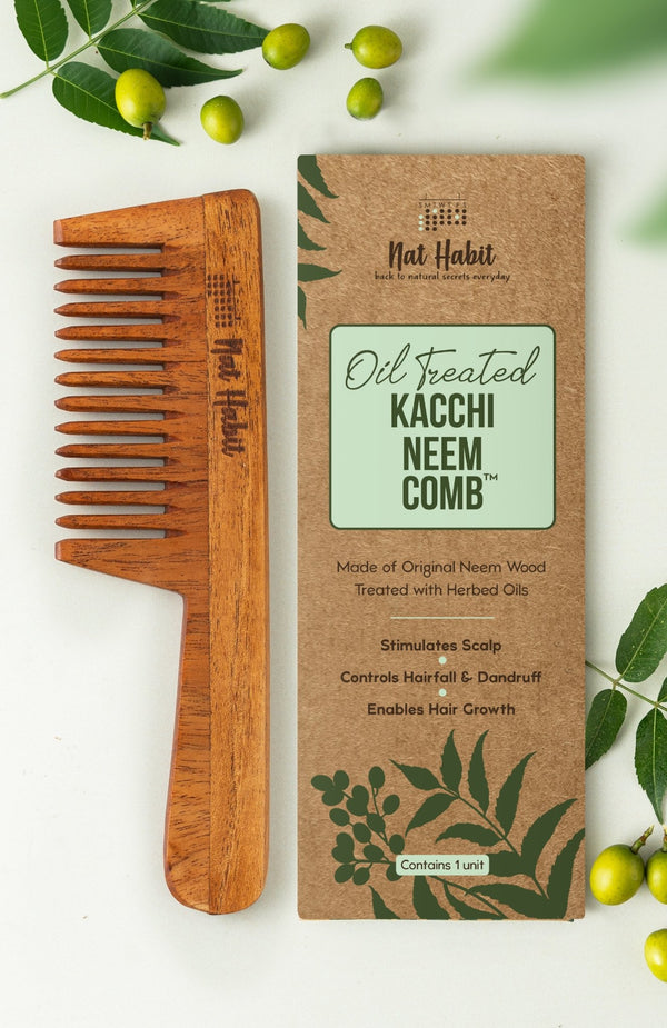<strong>Wide Tooth Kacchi Neem Comb</strong> <br><i>Gentle Detangling</i> - Nat Habit