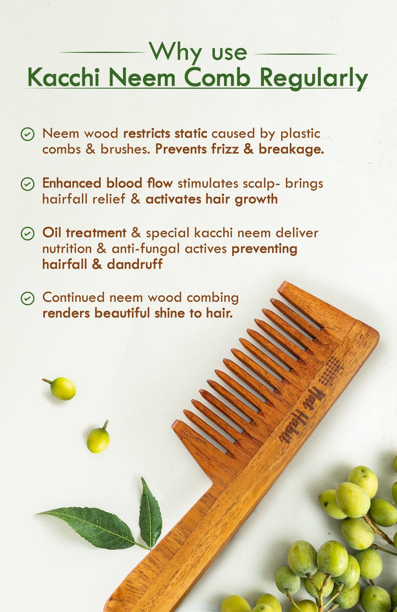 <strong>Wide Tooth Kacchi Neem Comb</strong> <br><i>Gentle Detangling</i> - Nat Habit