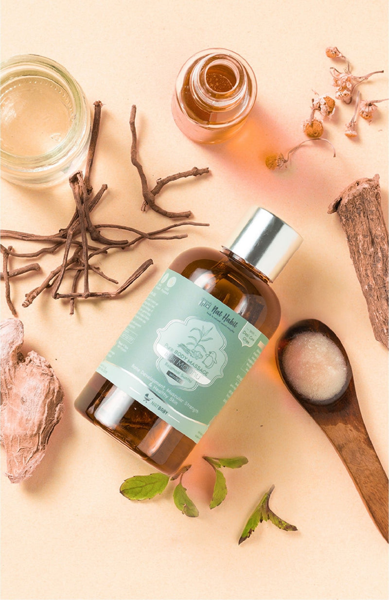 <strong>Winter Baby Massage Maahu - Balamool Sunthi - 100ml</strong> <br><i>Bone Development, Muscular Strength & Healthy Skin</i> - Nat Habit