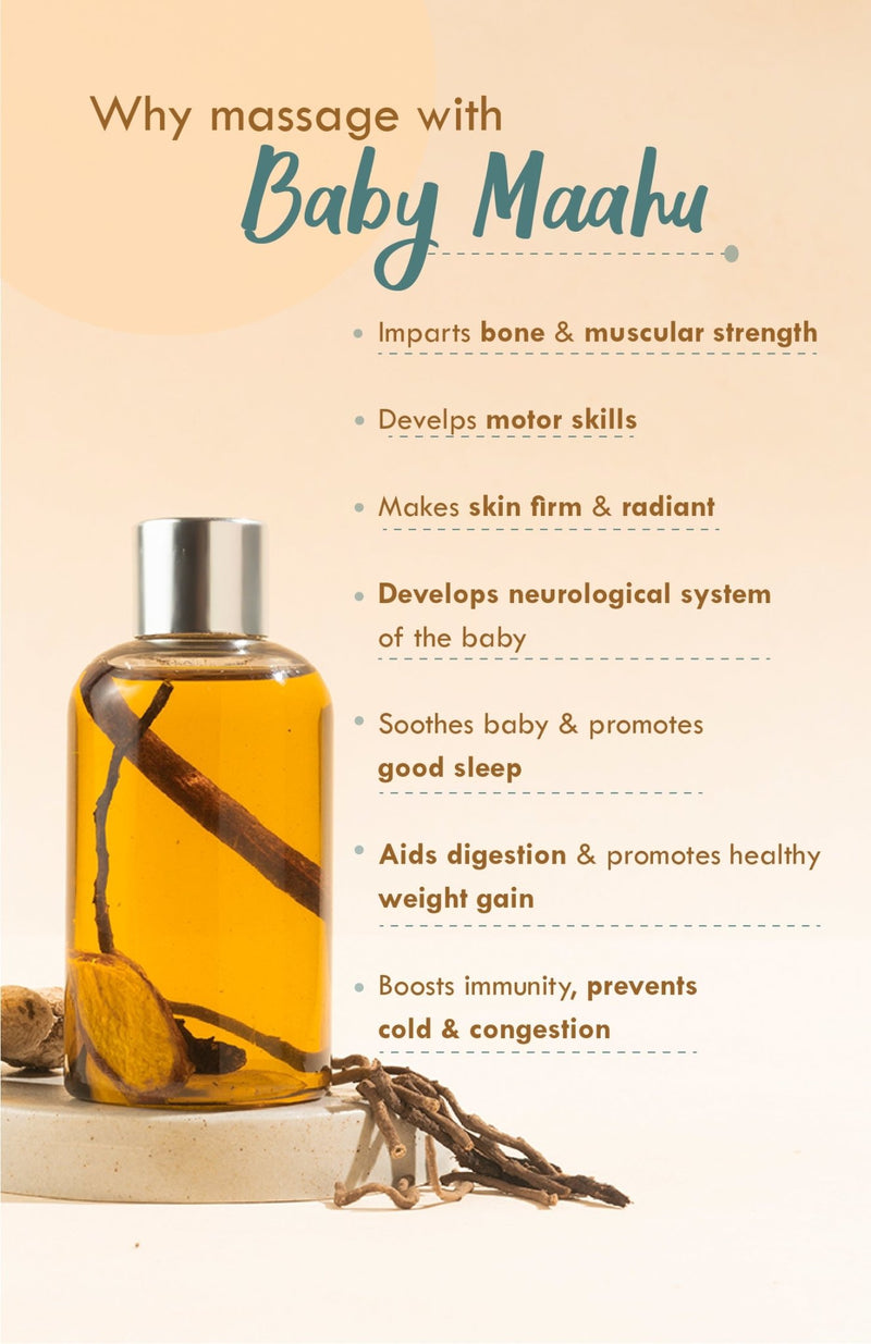 <strong>Winter Baby Massage Maahu - Balamool Sunthi - 100ml</strong> <br><i>Bone Development, Muscular Strength & Healthy Skin</i> - Nat Habit