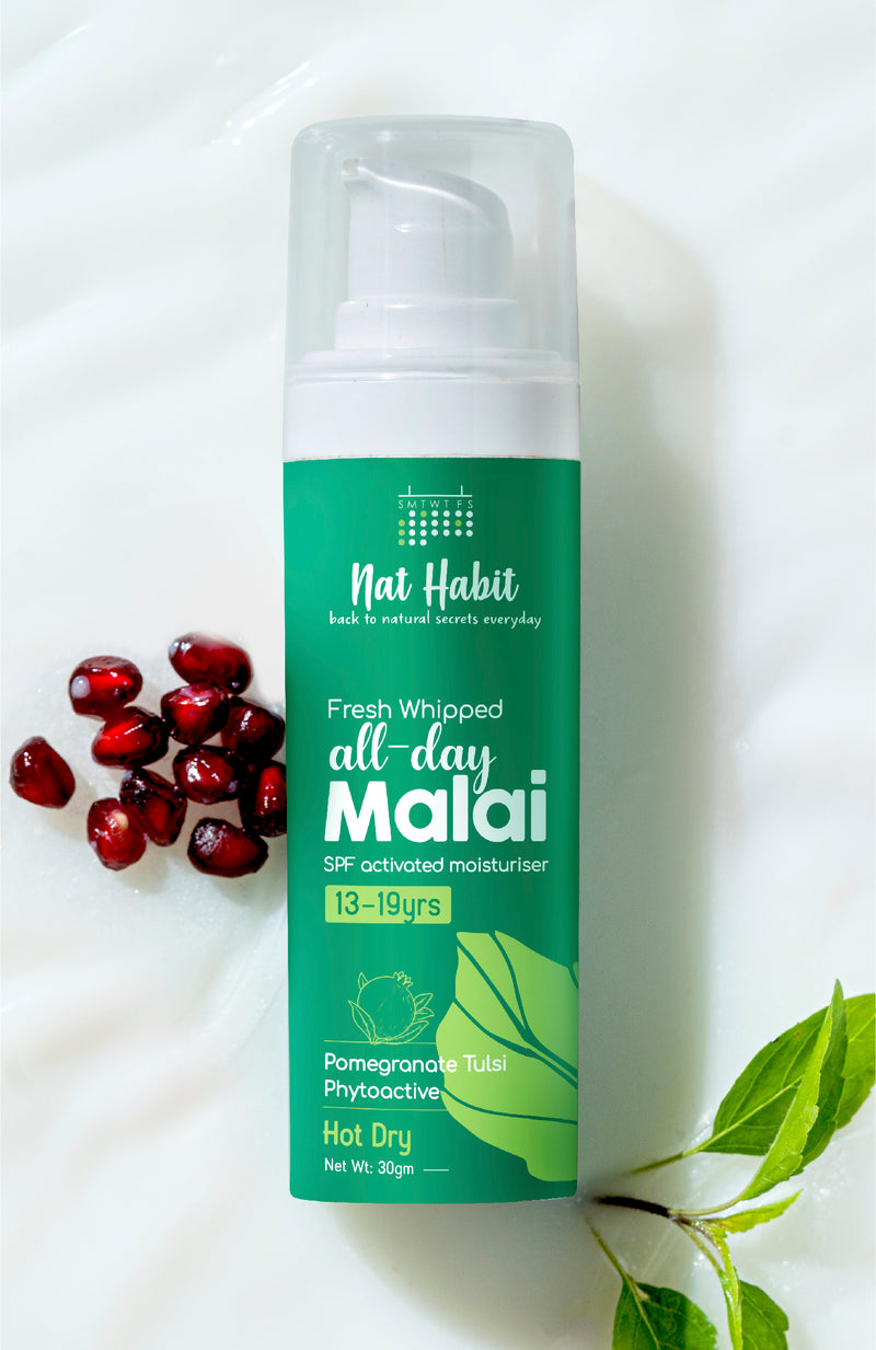 <strong>All-Day Malai - 13-19Yrs - 30g</strong><br><strong>Hot Dry Weather</strong> <br><i>Pomegranate Tulsi PhytoActive</i>